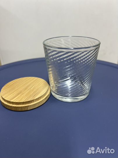 Стакан для свечи с деревянной крышкой