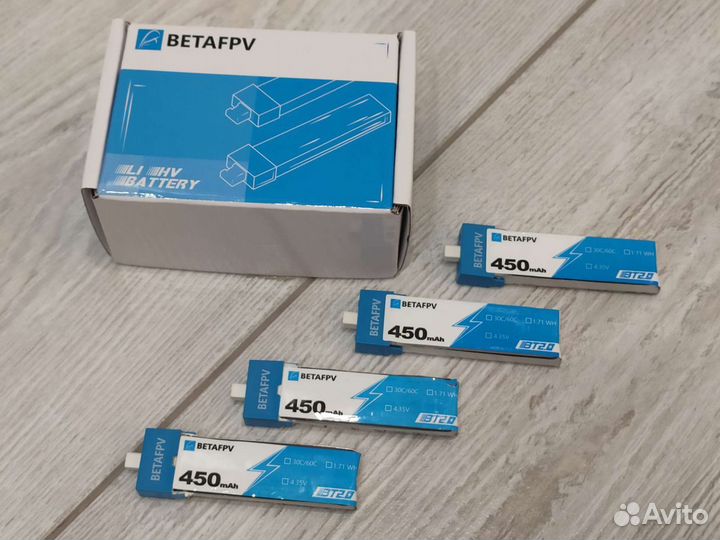 Аккумуляторы betafpv 450мАч 1S 30C BT2.0 LiHV