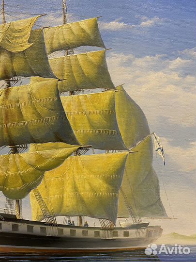 Картина маслом на холсте«Корвет Калипсо»80x60