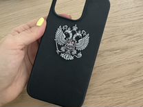 Чехол на iPhone 15 pro max черный с гербом