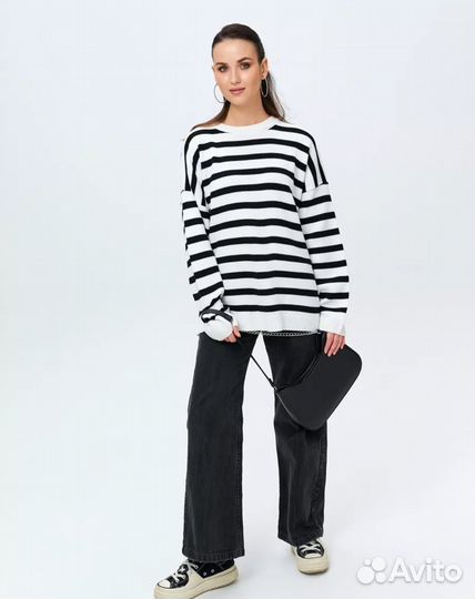 Кофта джемпер в полоску оверсайз