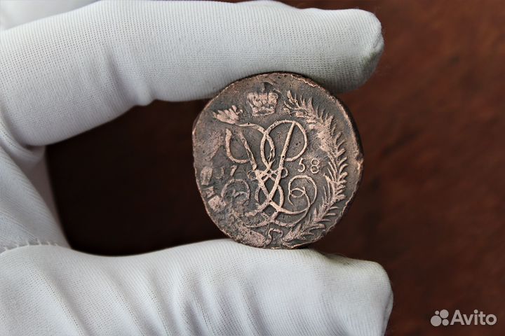2 Копейки 1758 перечекан Елизавета П. в Твери