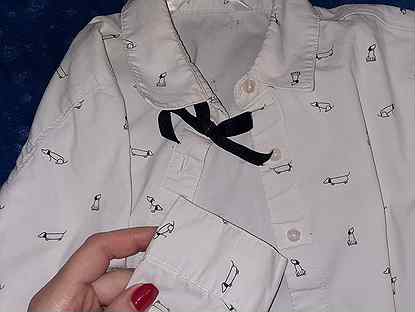 Блузка рубашка белая для девочек 4 шт
