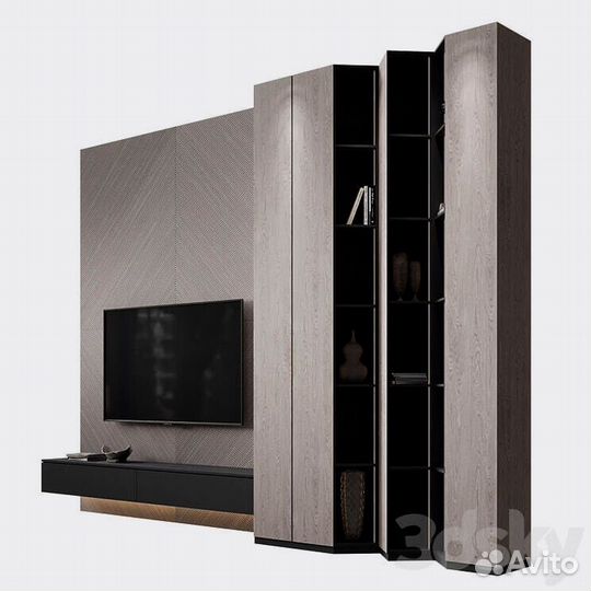 Тумба под телевизор с витринами
