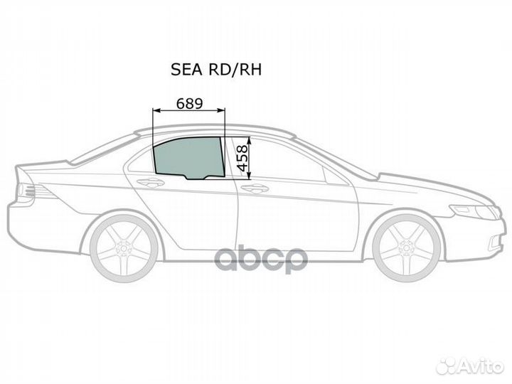Стекло боковое опускное (Сзади/ Справа/ Цвет зе