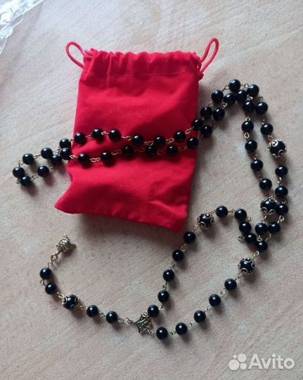 Бусы из чёрного агата