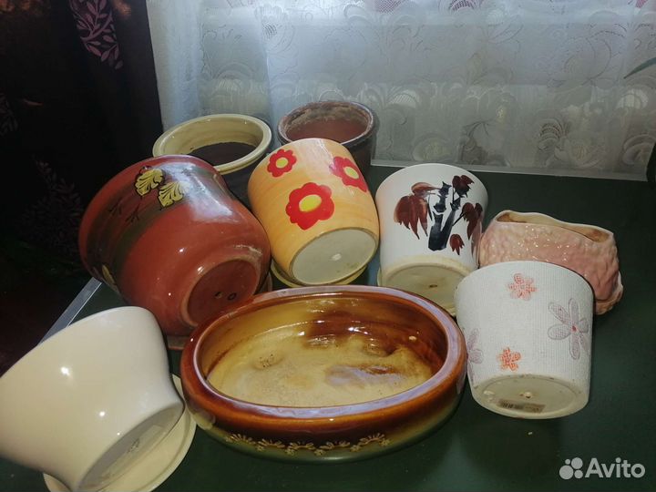 Керамические горшки для цветов бу