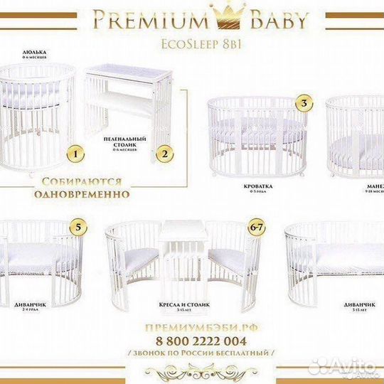Детская кроватка трансформер premium baby 8 в 1