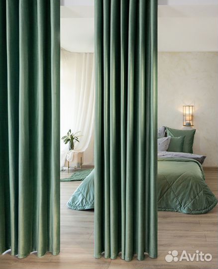Шторы бархат Беллиссимо шалфей