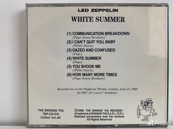 LED Zeppelin CD Wite Summer 1969/ Редкий p 1989