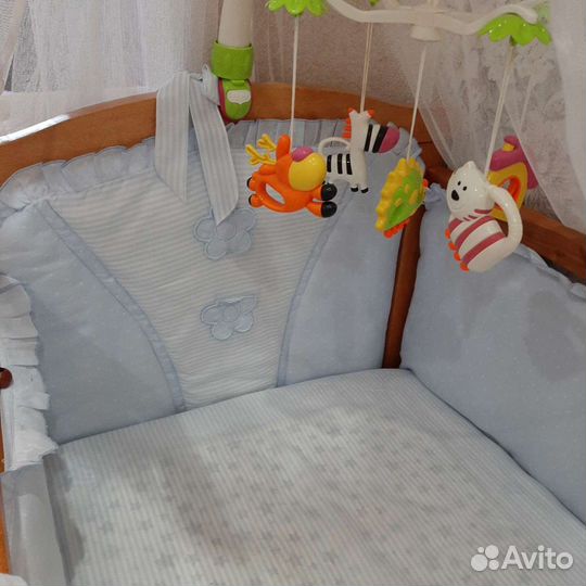 Комплект в детскую кроватку,бортики,балдахин