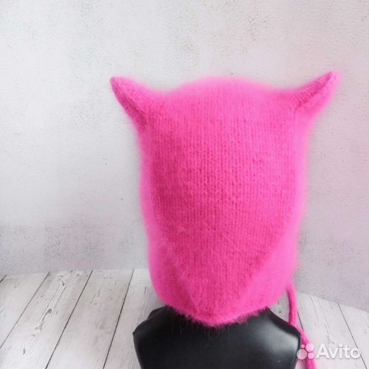 Чепчик с ушками женский котошапка