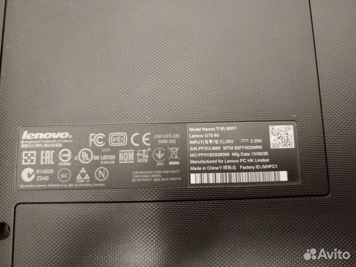 Lenovo g70-80 на запчасти или ремонт
