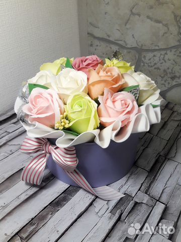Букет из мыла, подарок на праздник, розы