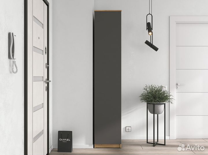 Узкий шкаф пенал с полками для одежды Лофт. Новый