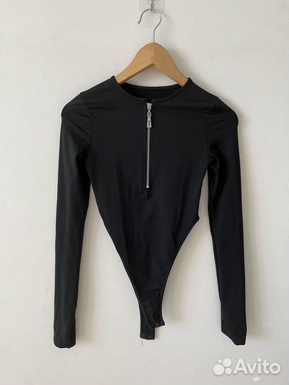 Боди женское с молнией черное
