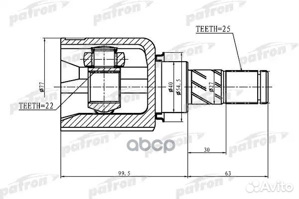 ШРУС внутренний правый 25x40x22 nissan almera B