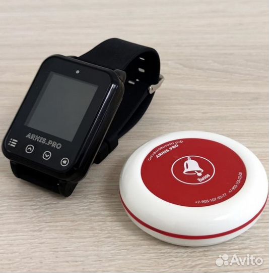 Кнопка вызова официанта и часы пейджер Элит