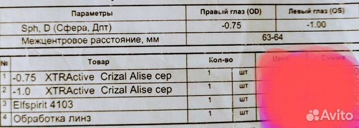 Очки для зрения -0.75 и -1.0 фотохромные линзы