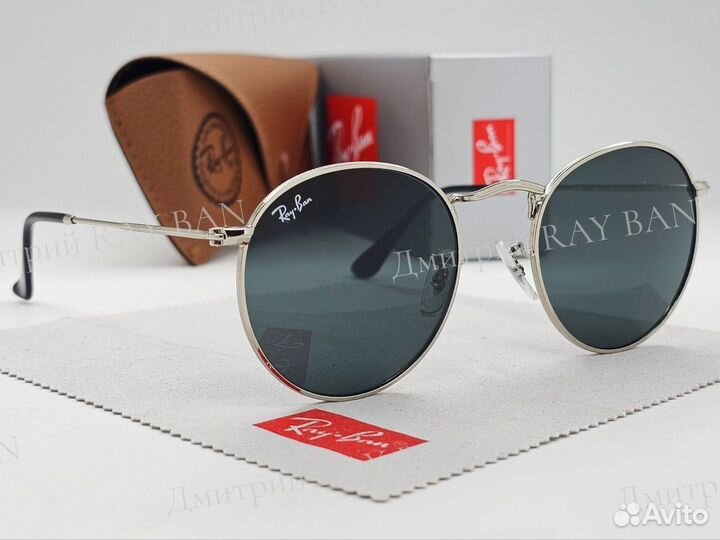 Очки Ray Ban 3447 Round Metal Silver Black Стекло