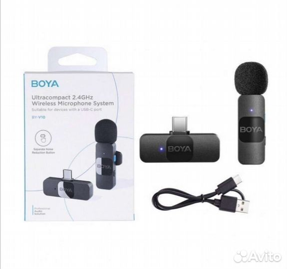 Беспроводной петличный микрофон boya by-v1/v10