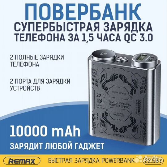 Внешний аккумулятор Power bank Повербанк, 10000 мА