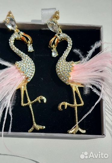 Серьги новые фламинго