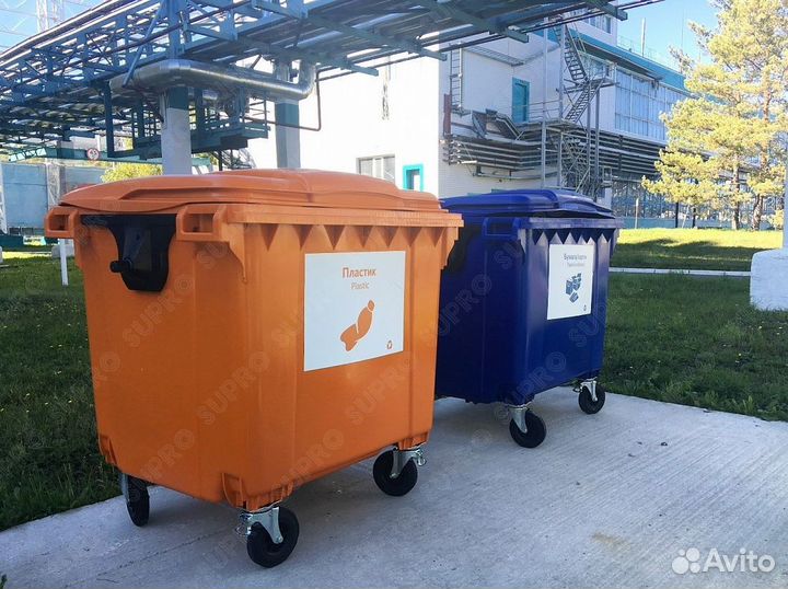 Пластиковый мусорный контейнер 1100л Ш3178