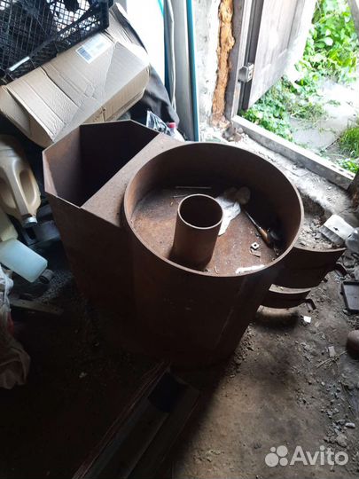 Печь для бани из трубы с баком