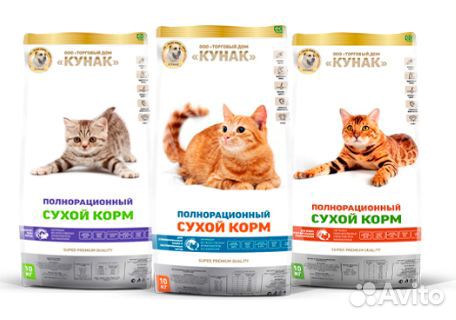Корма для кошек и собак тм Кунак
