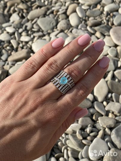 Кольцо с турмалином параиба