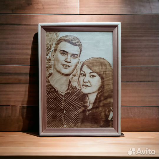 Портреты, картины по фото выжженные на дереве