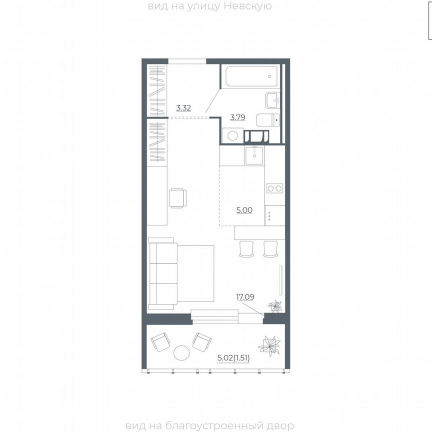 Квартира-студия, 30,7 м², 5/5 эт.