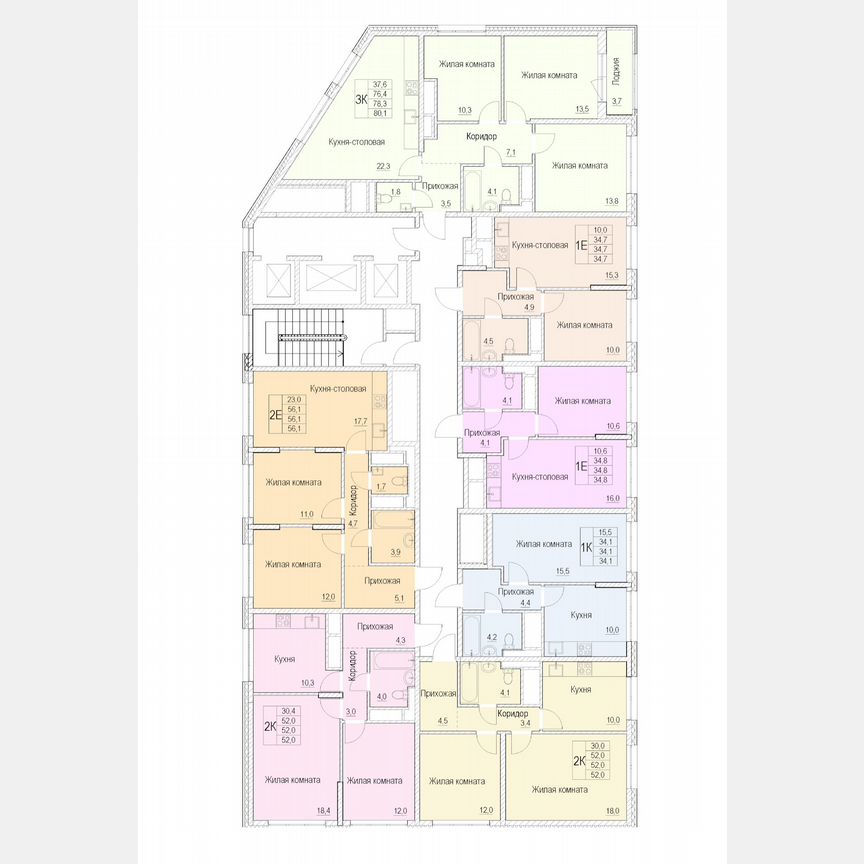 2-к. квартира, 56,1 м², 10/25 эт.