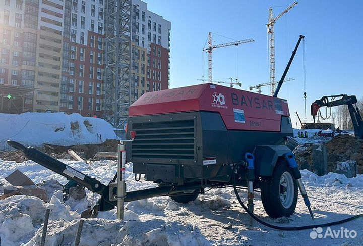 Дизельный компрессор baysar 5 кубов на шасси
