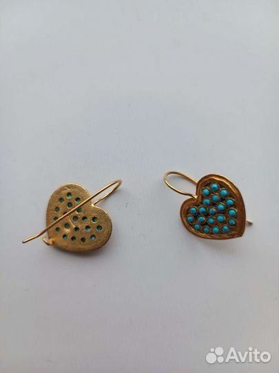 Серьги серебро винтаж с позолотой