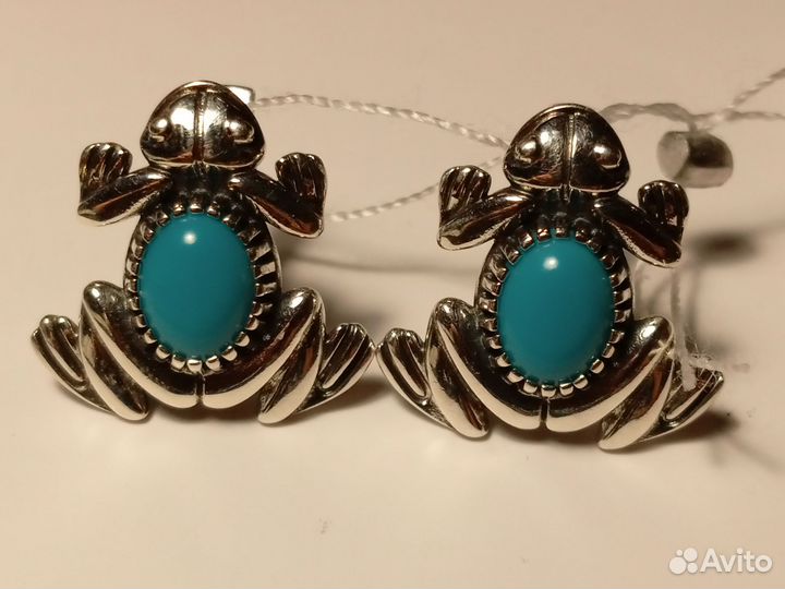 Бирюза натуральная /серебряные серьги