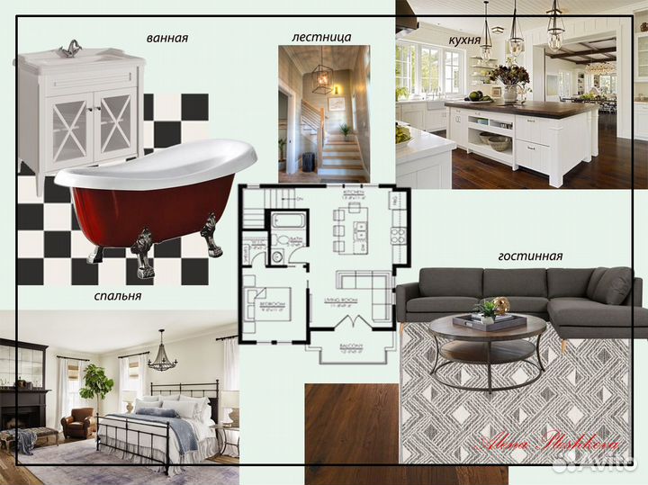 Коллажи, развертки / Визуализация интерьера в Ps