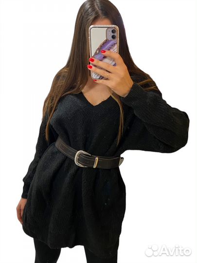 Стильный черный свитер HM basic