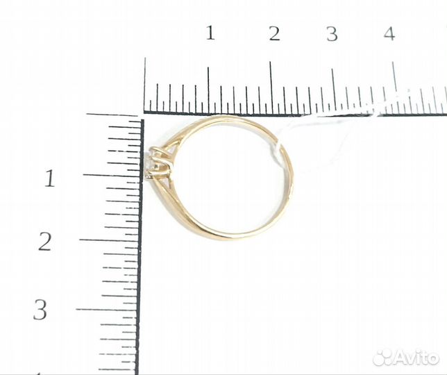 Золотое кольцо с фианитом 17,5 размер