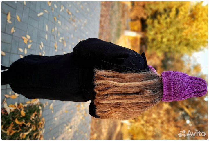 Вязаный комплект шапка и снуд женский новый