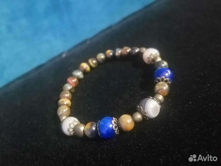 Набор бижутерии тигровый глаз, агат, кошачий глаз