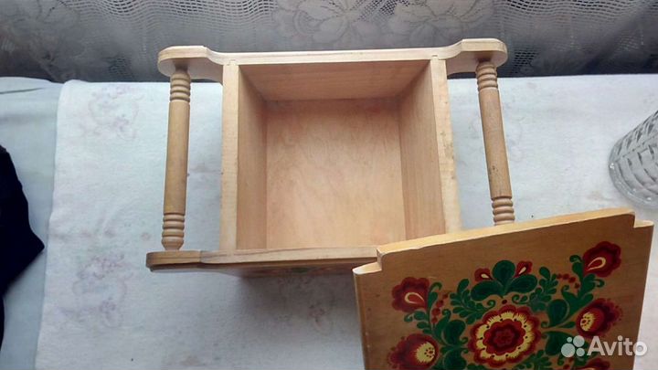 Шкатулка деревянная старинная с росписью