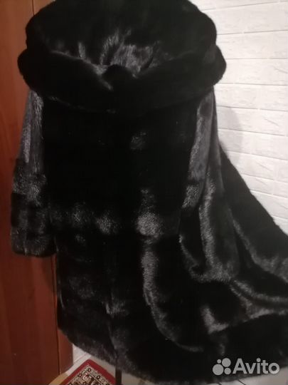 Шуба норковая с капюшоном поперечка 46