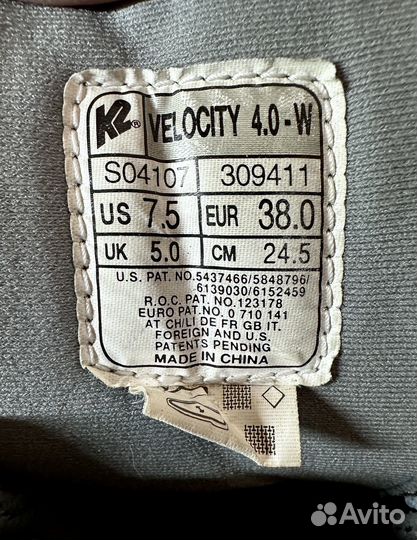 Ролики K2 Velocity 38 р-р