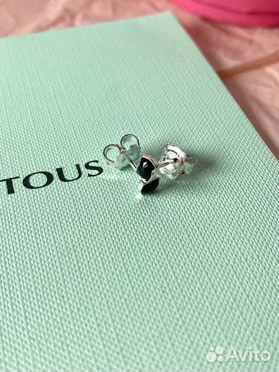 Серьги Tous mini onix 4mm