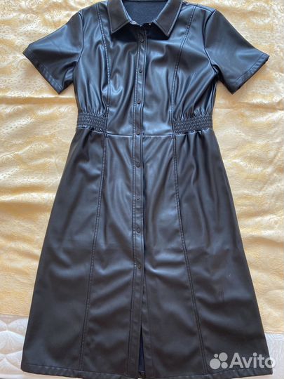 Кожаное платье 48 размер