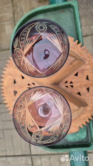 Фужеры цветной хрусталь винтаж СССР 2 шт