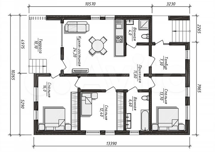 Дом 115 м² на участке 11,9 сот.