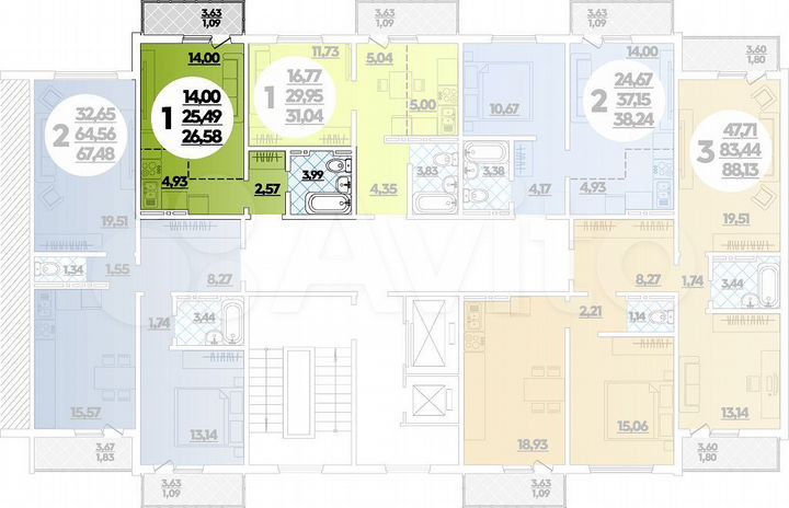 Квартира-студия, 26,6 м², 6/16 эт.